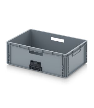 Eurobehälter geschlossen mit Verknüpfungssystem EG VL 64/22 HG HO in silbergrau (RAL 7001), 600 × 400 mm