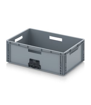 Eurobehälter geschlossen mit Verknüpfungssystem EG VL 64/22 HO in silbergrau (RAL 7001), 600 × 400 mm