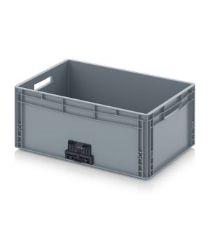 Eurobehälter geschlossen mit Verknüpfungssystem EG VL 64/27 in silbergrau (RAL 7001), 600 × 400 mm