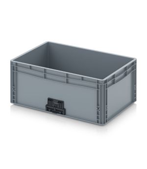 Eurobehälter geschlossen mit Verknüpfungssystem EG VL 64/27 HG in silbergrau (RAL 7001), 600 × 400 mm