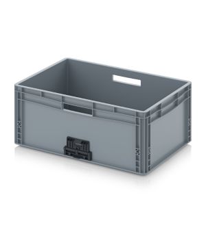 Eurobehälter geschlossen mit Verknüpfungssystem EG VL 64/27 HG HO in silbergrau (RAL 7001), 600 × 400 mm