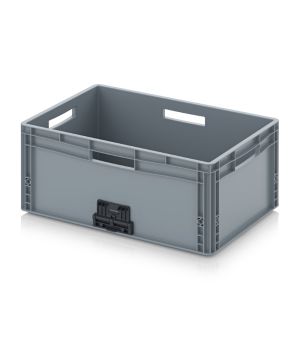Eurobehälter geschlossen mit Verknüpfungssystem EG VL 64/27 HO in silbergrau (RAL 7001), 600 × 400 mm