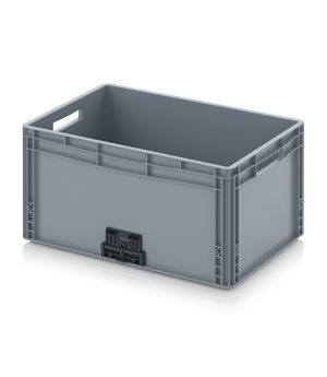 Eurobehälter geschlossen mit Verknüpfungssystem EG VL 64/32 in silbergrau (RAL 7001), 600 × 400 mm