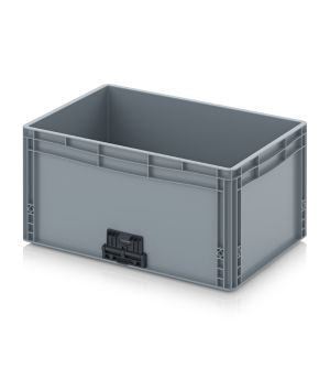 Eurobehälter geschlossen mit Verknüpfungssystem EG VL 64/32 HG in silbergrau (RAL 7001), 600 × 400 mm