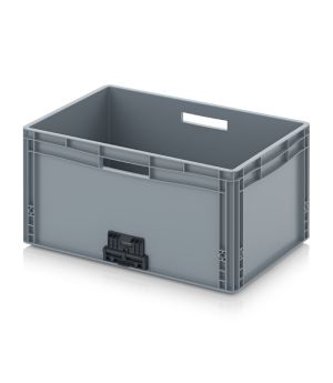 Eurobehälter geschlossen mit Verknüpfungssystem EG VL 64/32 HG HO in silbergrau (RAL 7001), 600 × 400 mm