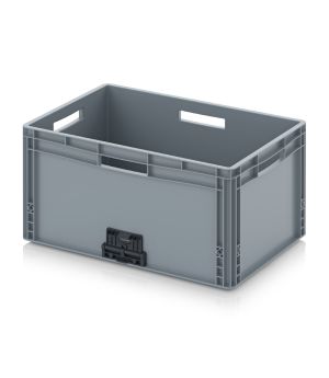 Eurobehälter geschlossen mit Verknüpfungssystem EG VL 64/32 HO in silbergrau (RAL 7001), 600 × 400 mm