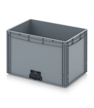 Eurobehälter geschlossen mit Verknüpfungssystem EG VL 64/42 HG in silbergrau (RAL 7001), 600 × 400 mm