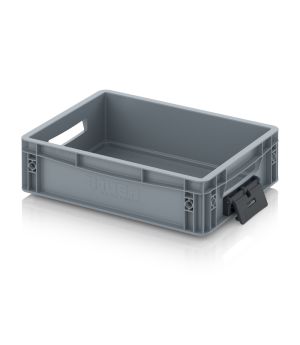 Eurobehälter geschlossen mit Verknüpfungssystem EG VS 43/12 in silbergrau (RAL 7001), 400 × 300 mm