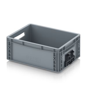 Eurobehälter geschlossen mit Verknüpfungssystem EG VS 43/17 in silbergrau (RAL 7001), 400 × 300 mm