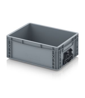 Eurobehälter geschlossen mit Verknüpfungssystem EG VS 43/17 HG in silbergrau (RAL 7001), 400 × 300 mm