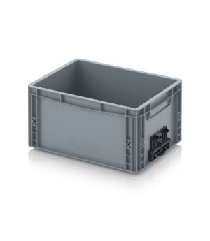 Eurobehälter geschlossen mit Verknüpfungssystem EG VS 43/22 HG in silbergrau (RAL 7001), 400 × 300 mm