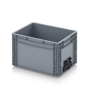 Eurobehälter geschlossen mit Verknüpfungssystem EG VS 43/27 HG in silbergrau (RAL 7001), 400 × 300 mm