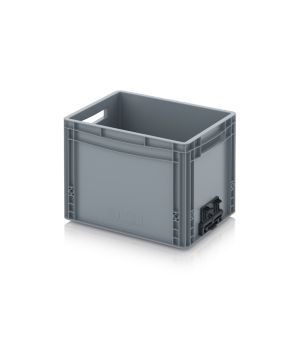 Eurobehälter geschlossen mit Verknüpfungssystem EG VS 43/32 in silbergrau (RAL 7001), 400 × 300 mm