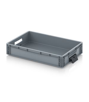 Eurobehälter geschlossen mit Verknüpfungssystem EG VS 64/12 in silbergrau (RAL 7001), 600 × 400 mm