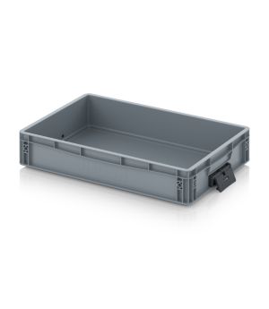 Eurobehälter geschlossen mit Verknüpfungssystem EG VS 64/12 HG in silbergrau (RAL 7001), 600 × 400 mm