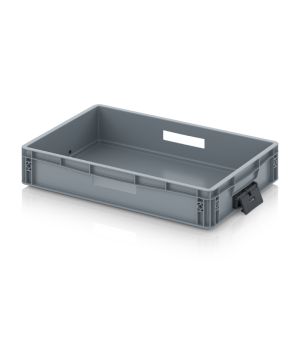 Eurobehälter geschlossen mit Verknüpfungssystem EG VS 64/12 HG HO in silbergrau (RAL 7001), 600 × 400 mm