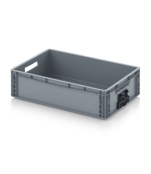 Eurobehälter geschlossen mit Verknüpfungssystem EG VS 64/17 in silbergrau (RAL 7001), 600 × 400 mm