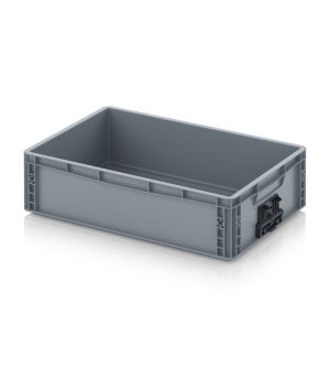 Eurobehälter geschlossen mit Verknüpfungssystem EG VS 64/17 HG in silbergrau (RAL 7001), 600 × 400 mm