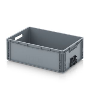 Eurobehälter geschlossen mit Verknüpfungssystem EG VS 64/22 in silbergrau (RAL 7001), 600 × 400 mm
