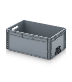 Eurobehälter geschlossen mit Verknüpfungssystem EG VS 64/27 in silbergrau (RAL 7001), 600 × 400 mm