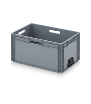 Eurobehälter geschlossen mit Verknüpfungssystem EG VS 64/32 HO in silbergrau (RAL 7001), 600 × 400 mm