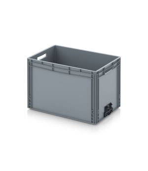 Eurobehälter geschlossen mit Verknüpfungssystem EG VS 64/42 in silbergrau (RAL 7001), 600 × 400 mm