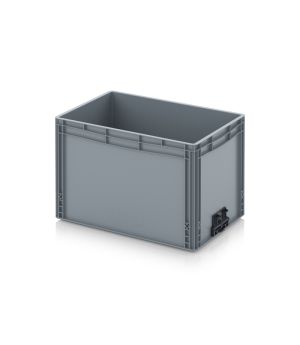 Eurobehälter geschlossen mit Verknüpfungssystem EG VS 64/42 HG in silbergrau (RAL 7001), 600 × 400 mm