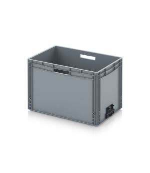 Eurobehälter geschlossen mit Verknüpfungssystem EG VS 64/42 HG HO in silbergrau (RAL 7001), 600 × 400 mm