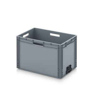 Eurobehälter geschlossen mit Verknüpfungssystem EG VS 64/42 HO in silbergrau (RAL 7001), 600 × 400 mm