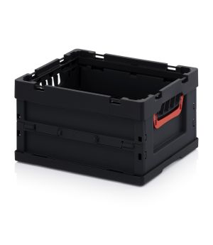 ESD-Faltbox ohne Deckel ESD FB 43/22 in verkehrsschwarz (RAL 9017), 400 × 300 mm