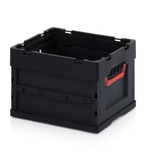 ESD-Faltbox ohne Deckel ESD FB 43/27 in verkehrsschwarz (RAL 9017), 400 × 300 mm