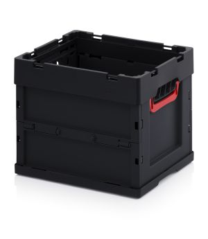 ESD-Faltbox ohne Deckel ESD FB 43/32 in verkehrsschwarz (RAL 9017), 400 × 300 mm