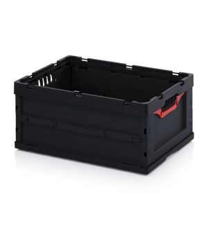 ESD-Faltbox ohne Deckel ESD FB 64/27 in verkehrsschwarz (RAL 9017), 600 × 400 mm