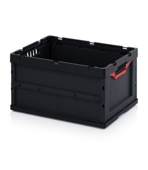 ESD-Faltbox ohne Deckel ESD FB 64/32 in verkehrsschwarz (RAL 9017), 600 × 400 mm