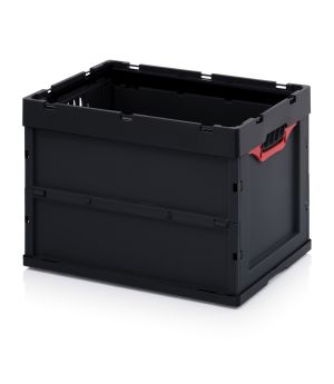 ESD-Faltbox ohne Deckel ESD FB 64/42 in verkehrsschwarz (RAL 9017), 600 × 400 mm