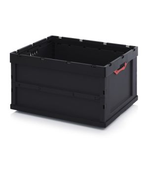 ESD-Faltbox ohne Deckel ESD FB 86/445 in verkehrsschwarz (RAL 9017), 800 × 600 mm