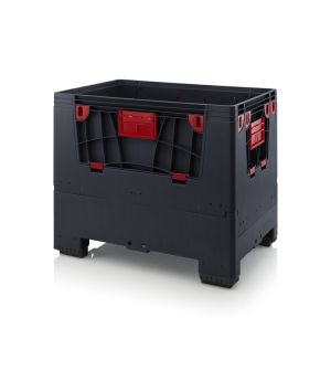 Klappbare ESD-Big Box mit 4 Eingriffsklappen ESD KLK 1208 in verkehrsschwarz (RAL 9017), 1200 × 800 mm