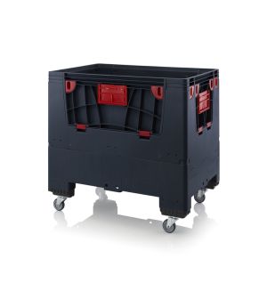 Klappbare ESD-Big Box mit 4 Eingriffsklappen ESD KLK 1208R in verkehrsschwarz (RAL 9017), 1200 × 800 mm