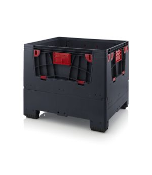 Klappbare ESD-Big Box mit 4 Eingriffsklappen ESD KLK 1210 in verkehrsschwarz (RAL 9017), 1200 × 1000 mm