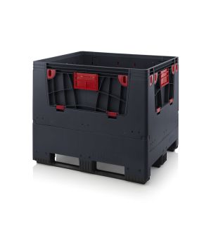 Klappbare ESD-Big Box mit 4 Eingriffsklappen ESD KLK 1210K in verkehrsschwarz (RAL 9017), 1200 × 1000 mm
