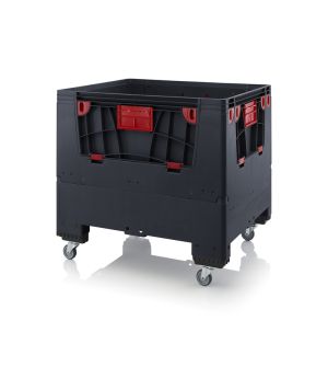 Klappbare ESD-Big Box mit 4 Eingriffsklappen ESD KLK 1210R in verkehrsschwarz (RAL 9017), 1200 × 1000 mm