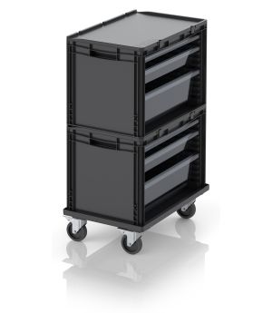 ESD-Schubladenbehälter Komplettsystem ESD SB.S2+ in verkehrsschwarz (RAL 9017), 620 × 420 mm