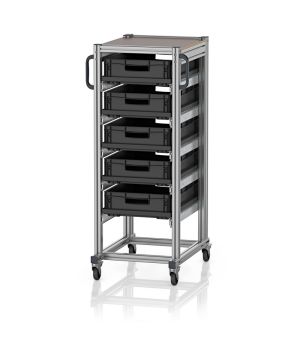 ESD-Systemwagen für Eurobehälter 60 x 40 Höhe 134 cm ESD SE 134 6412.2 in verkehrsschwarz (RAL 9017), 718 × 500 mm