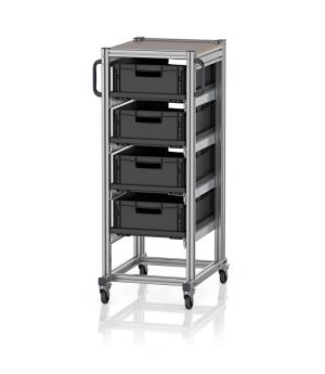 ESD-Systemwagen für Eurobehälter 60 x 40 Höhe 134 cm ESD SE 134 6417.2 in verkehrsschwarz (RAL 9017), 718 × 500 mm