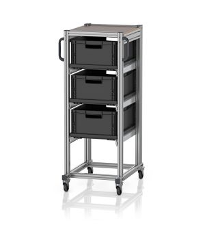 ESD-Systemwagen für Eurobehälter 60 x 40 Höhe 134 cm ESD SE 134 6422.2 in verkehrsschwarz (RAL 9017), 718 × 500 mm