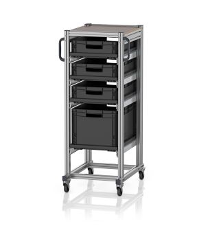 ESD-Systemwagen für Eurobehälter 60 x 40 Höhe 134 cm ESD SE 134 6432.2 in verkehrsschwarz (RAL 9017), 718 × 500 mm