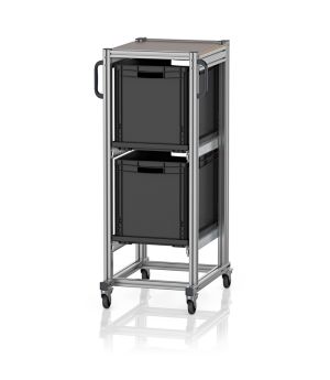 ESD-Systemwagen für Eurobehälter 60 x 40 Höhe 134 cm ESD SE 134 6442.2 in verkehrsschwarz (RAL 9017), 718 × 500 mm