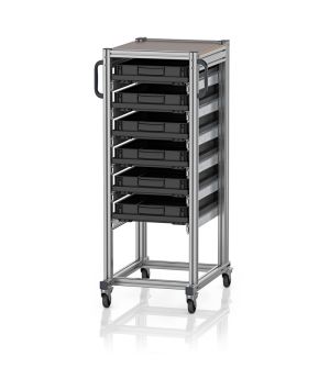 ESD-Systemwagen für Eurobehälter 60 x 40 Höhe 134 cm ESD SE 134 6475.2 in verkehrsschwarz (RAL 9017), 718 × 500 mm