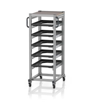 ESD-Systemwagen für Eurobehälter 60 x 40 Höhe 134 cm ESD SE 134 64 U.2 in verkehrsschwarz (RAL 9017), 718 × 500 mm