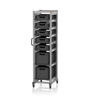 ESD-Systemwagen für Eurobehälter 60 x 40 Höhe 200 cm ESD SE 200 643212.2 in verkehrsschwarz (RAL 9017), 718 × 500 mm